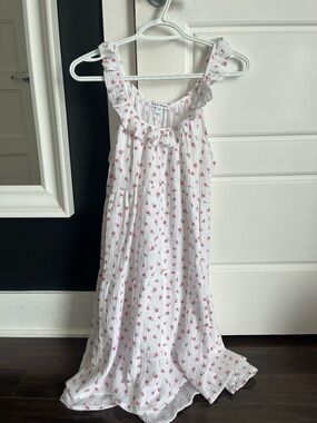 White Floral Ruffle Sundress with Pink Rose Print